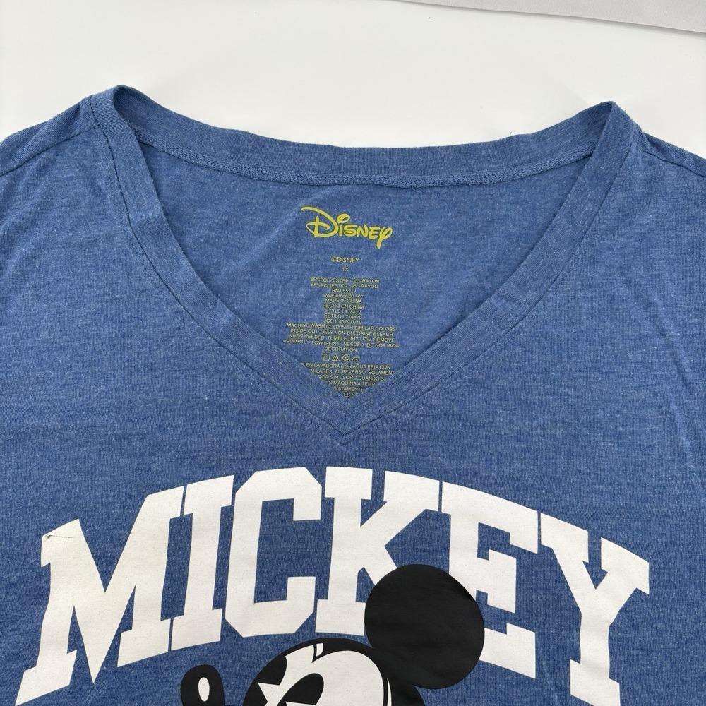 Disney Women's Mickey Mouse‎ Graphic V-Neck Tee X-Large Blue